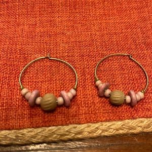 Pink and brown hoop Earrings!